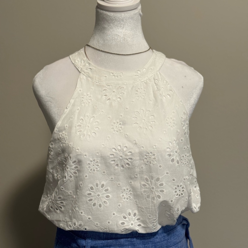 Cupshe White Eyelet Tank Top
